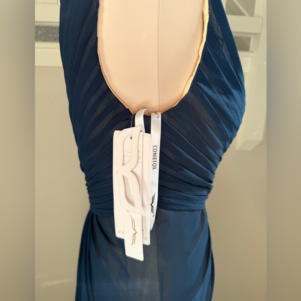 One Shoulder Navy Blue Dress - Picture 3 of 13